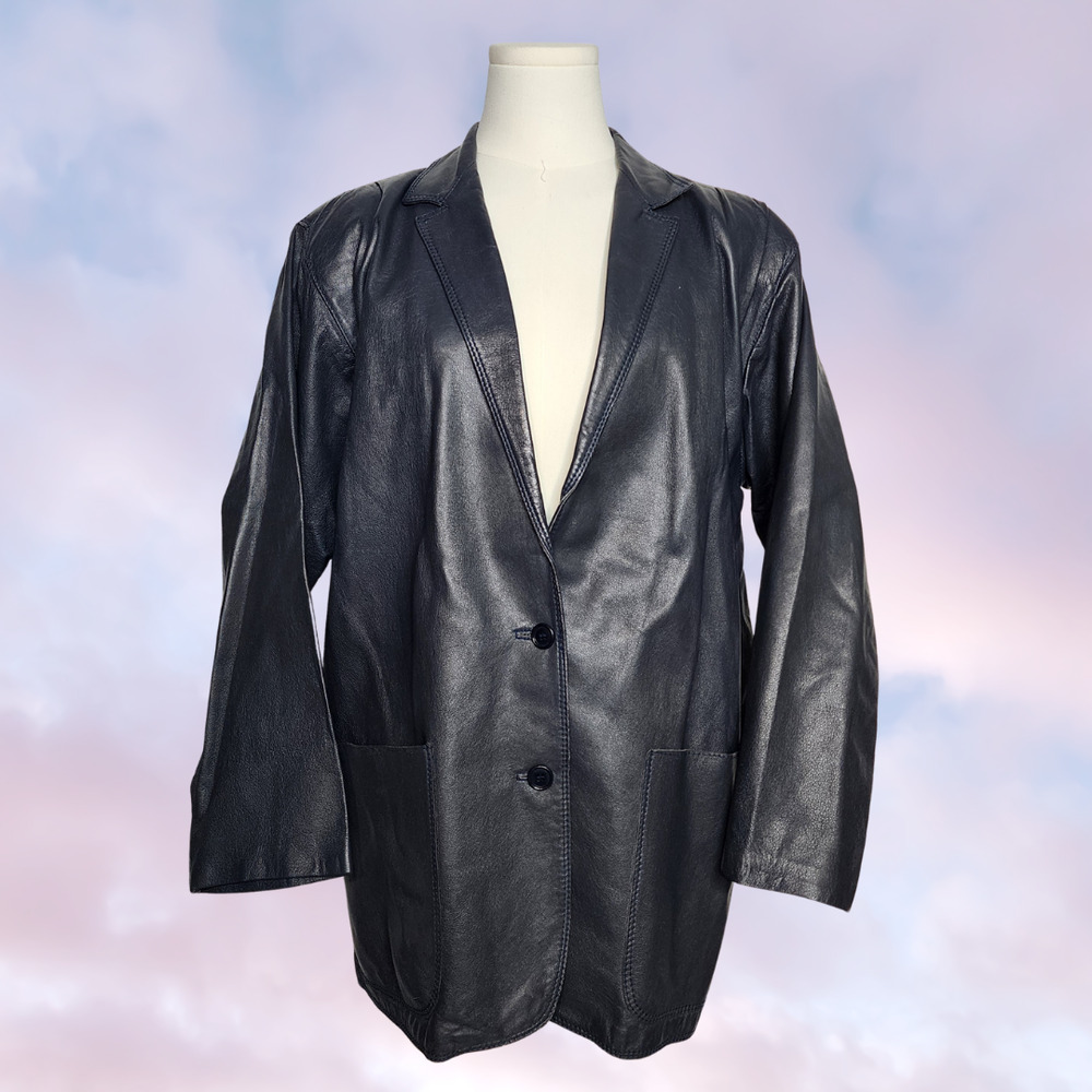 Vtg Mortarotti Goth Retro Rustic Punk Light Faded Black Leather Jacket Sz 44 - Picture 2 of 5